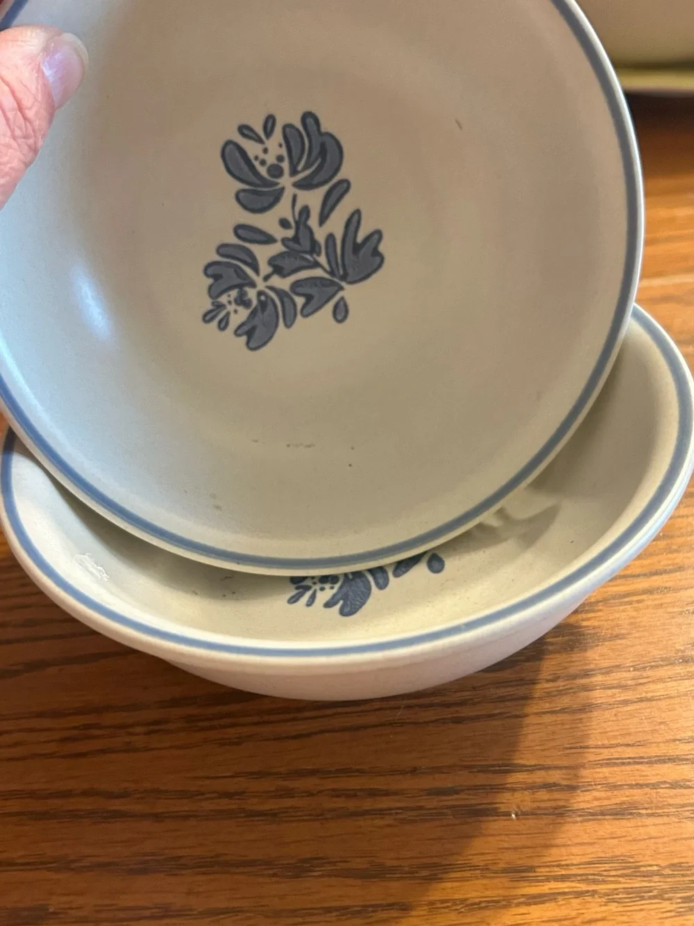 Pfaltzgraff White Ceramic Bowls with Blue Rim